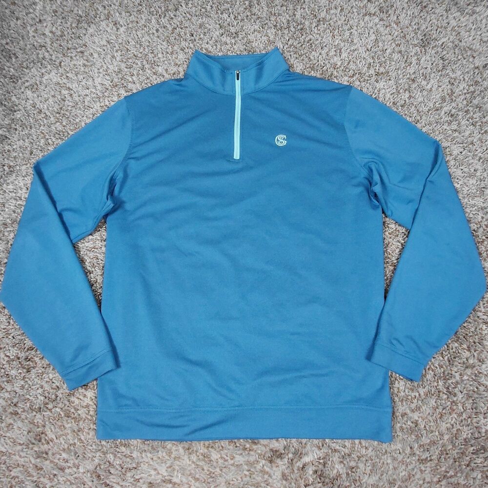 Peter Millar Perth Performance 1/4 Zip Pullover Mens XL Blue Crown Sport Golf